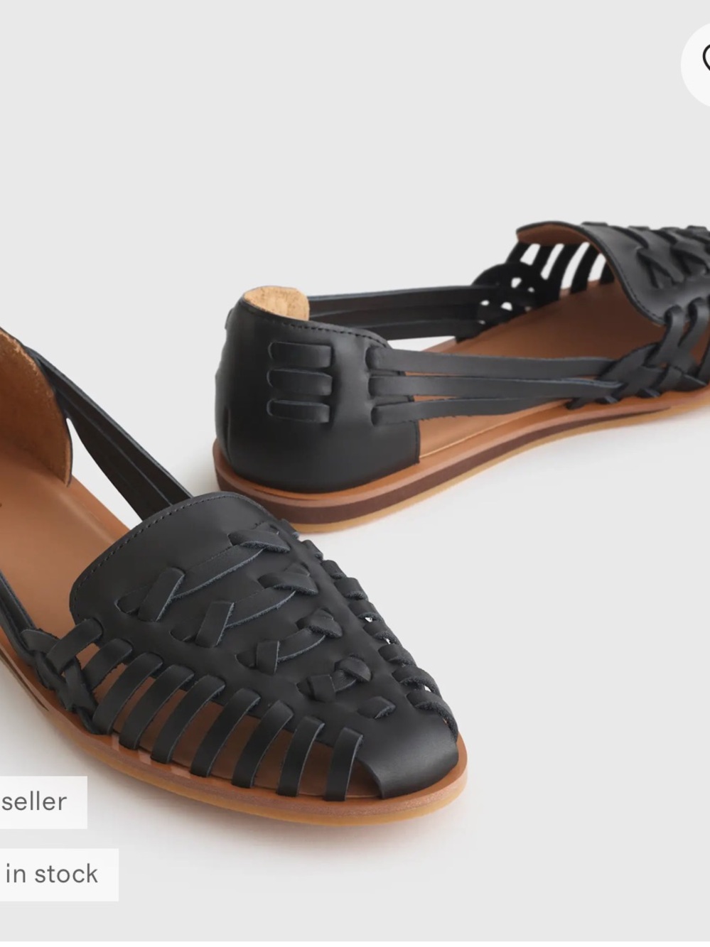 Quince Black Leather Huarache Flat